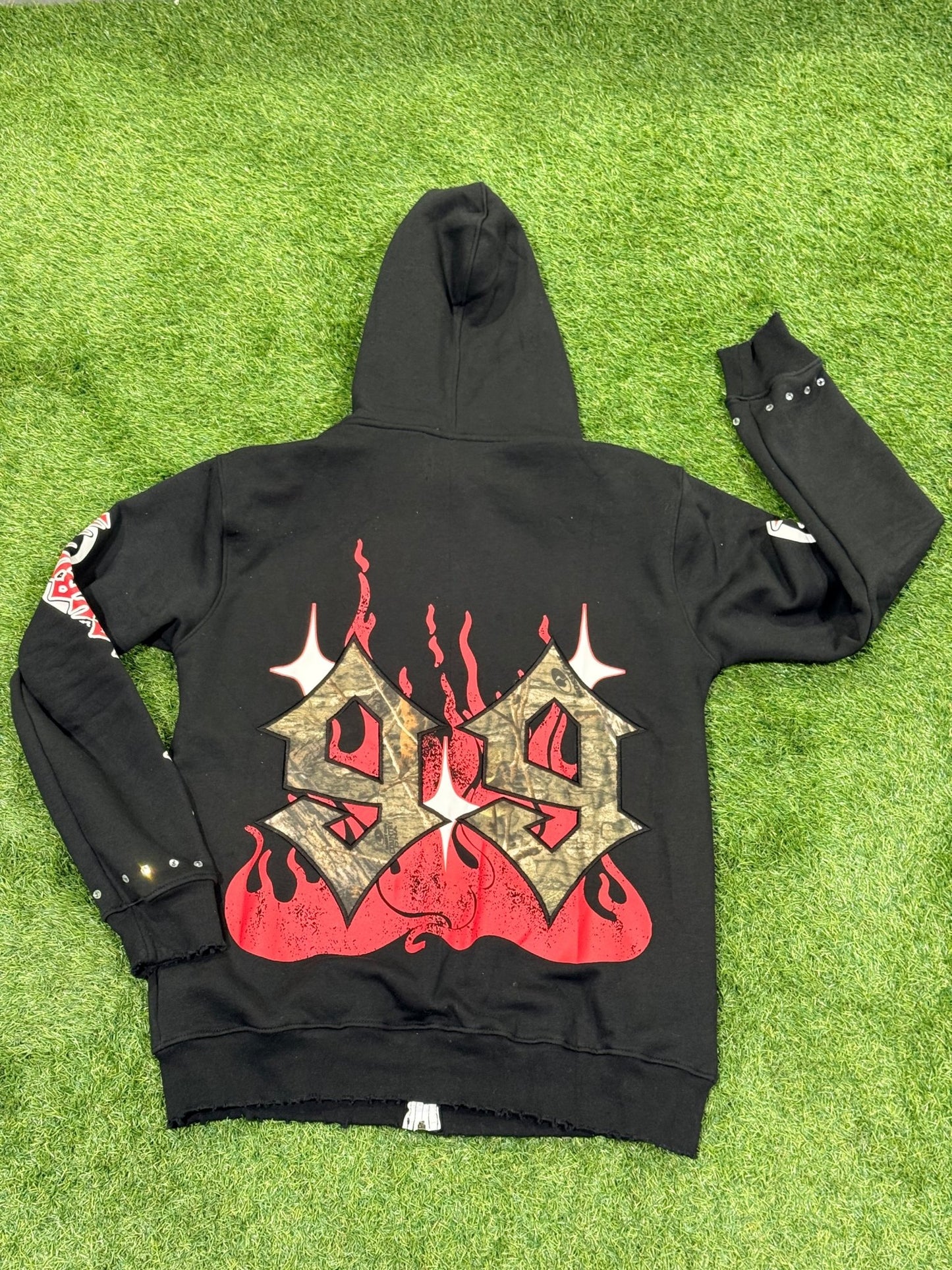 99 Flames Zip Hoodie - SandBoxBullyShop