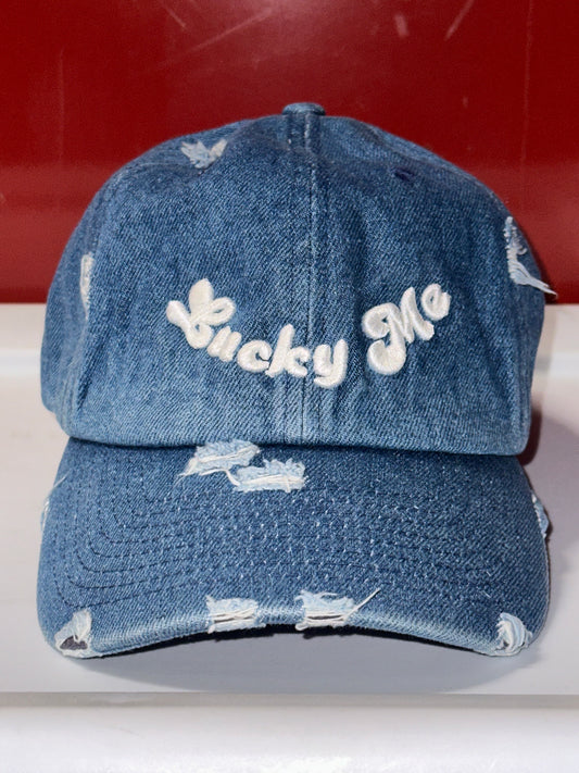 Lucky Me Distressed Denim Cap
